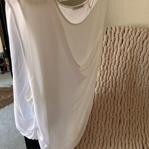 Tahari White Draped Chiffon Blouse-Elegant & Flowy